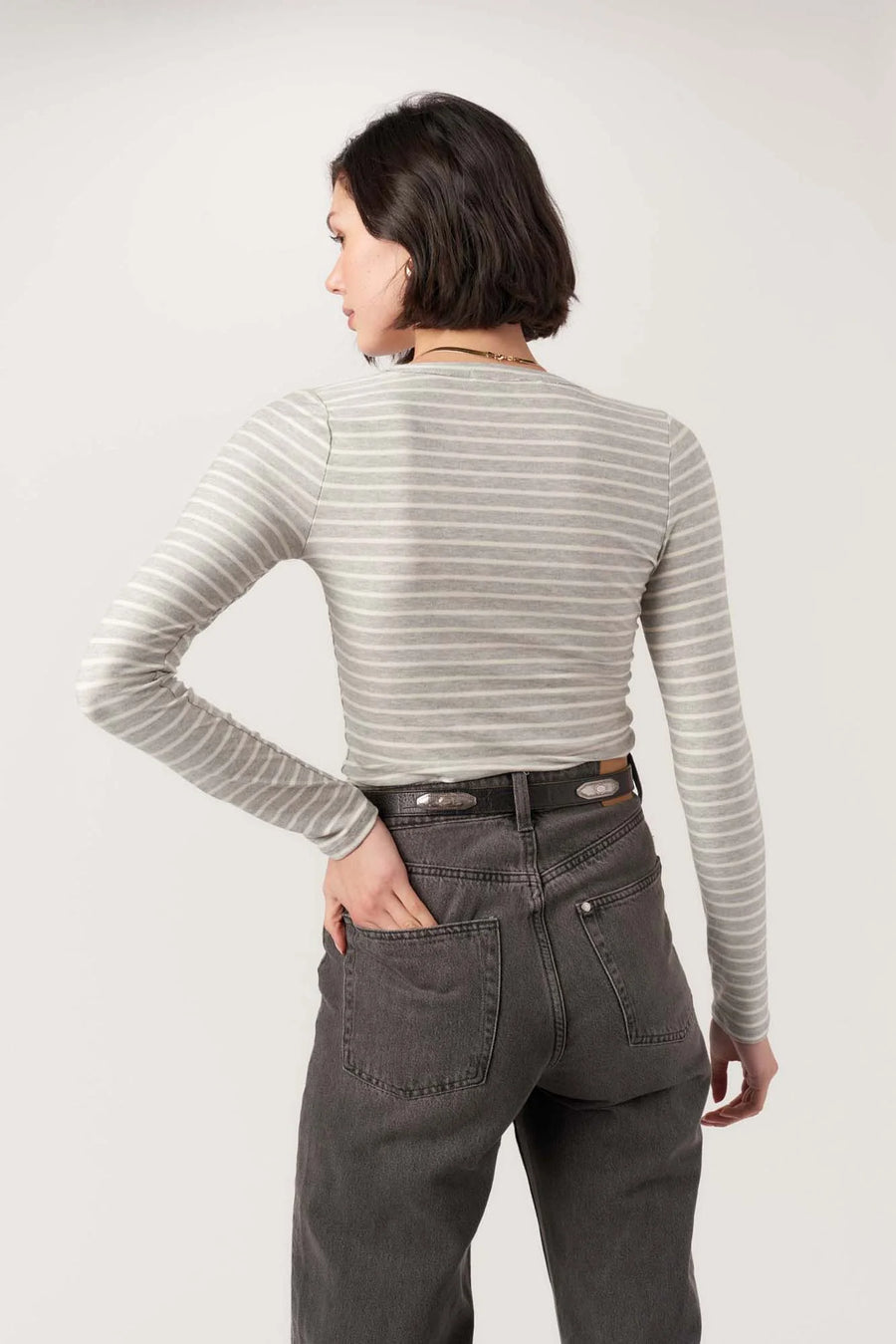 Over and Out Striped Crew Long Sleeve
