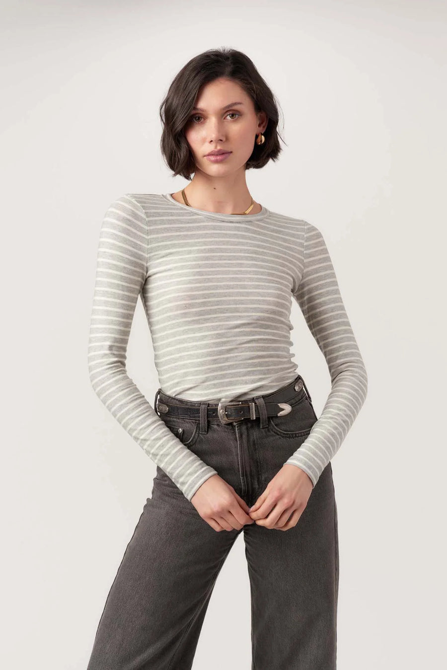 Over and Out Striped Crew Long Sleeve