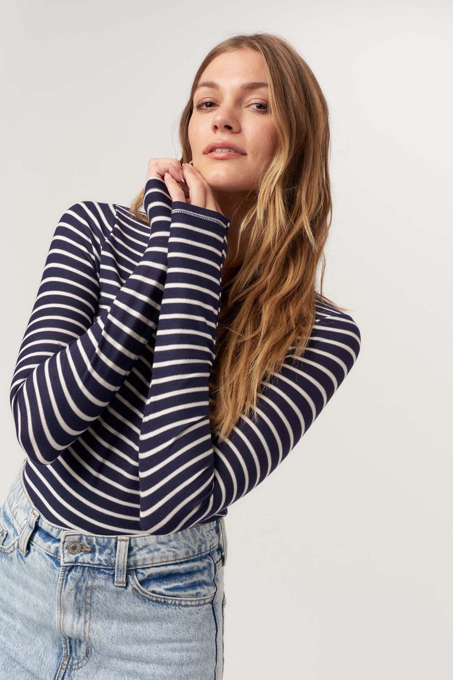 Over and Out Striped Crew Long Sleeve