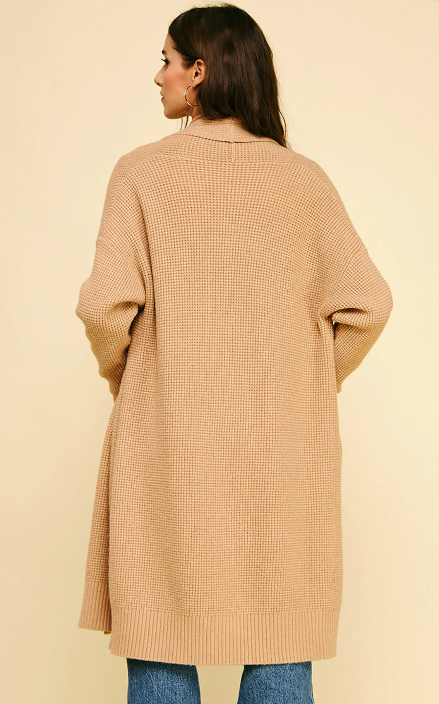 Waffle Textured Cardigan Sweater