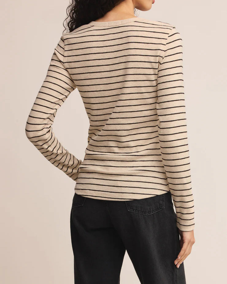 Eve Stripe Henley Long Sleeve
