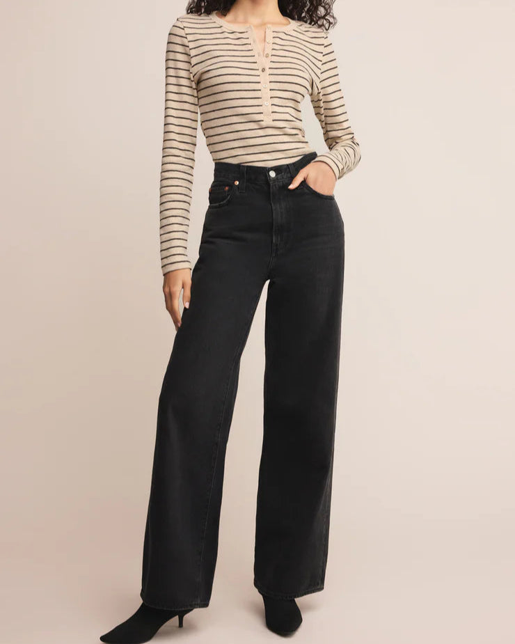 Eve Stripe Henley Long Sleeve