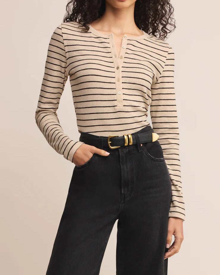 Eve Stripe Henley Long Sleeve