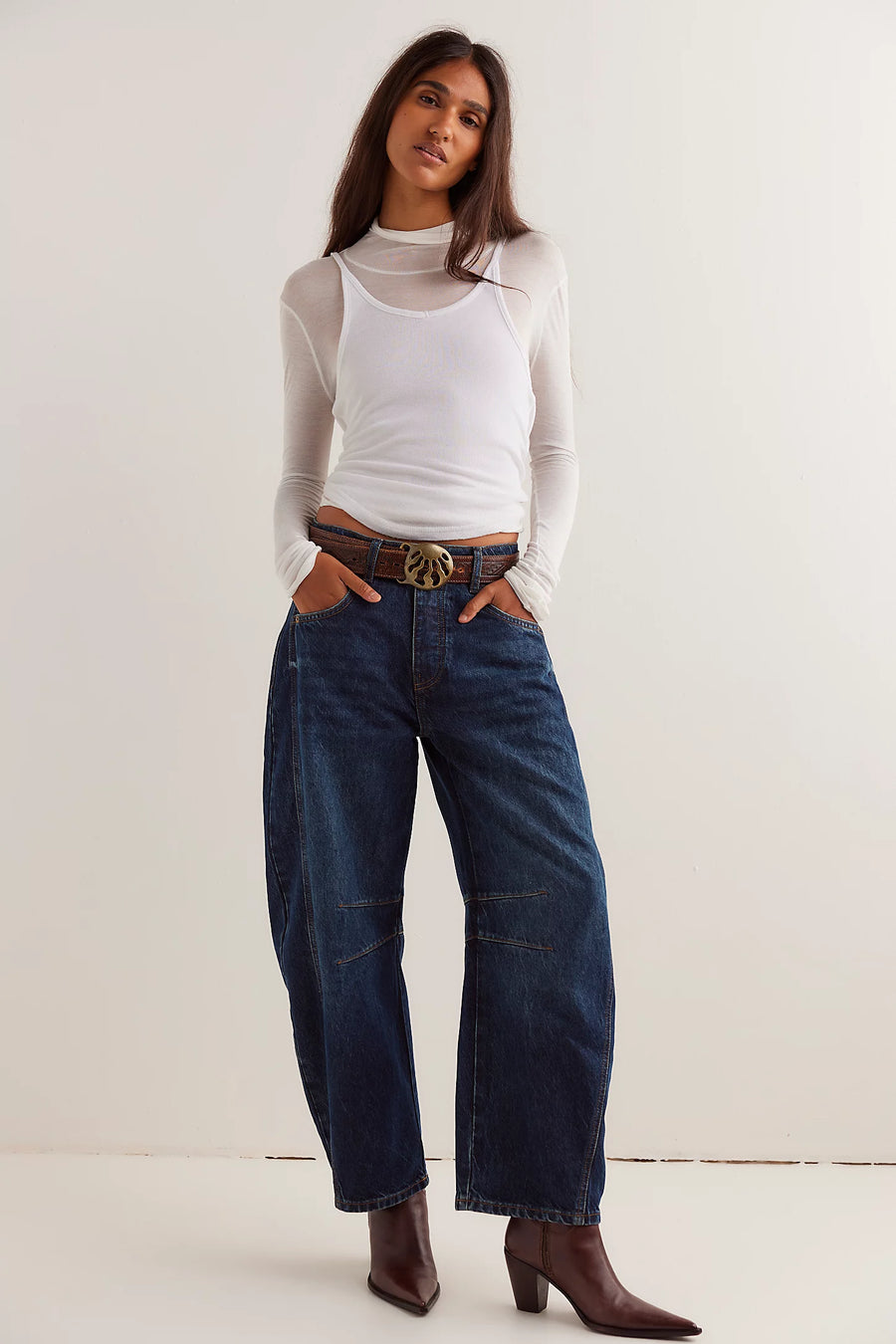 We The Free Good Luck Mid-Rise Barrel Jeans