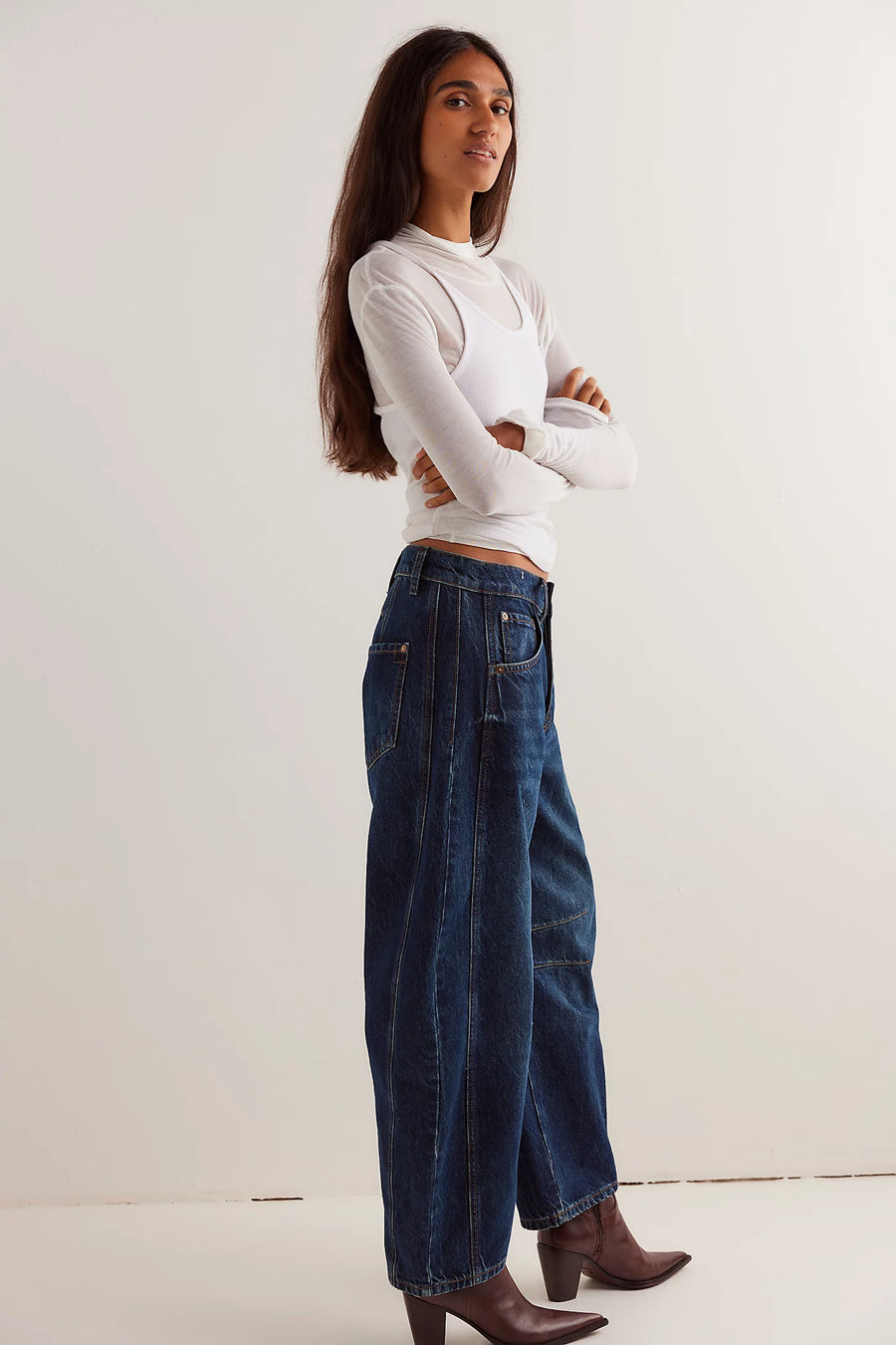 We The Free Good Luck Mid-Rise Barrel Jeans