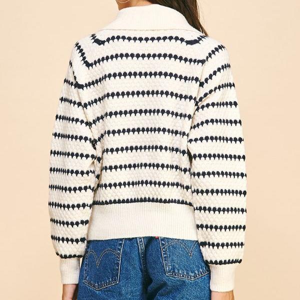 Pinch Stripe Collared 1/4 Zip Sweater