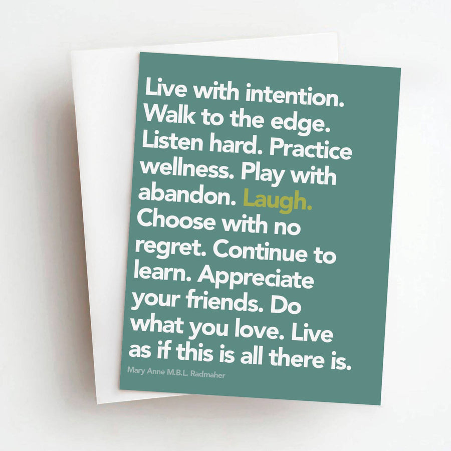 Live with Intention Quote Greeting Card