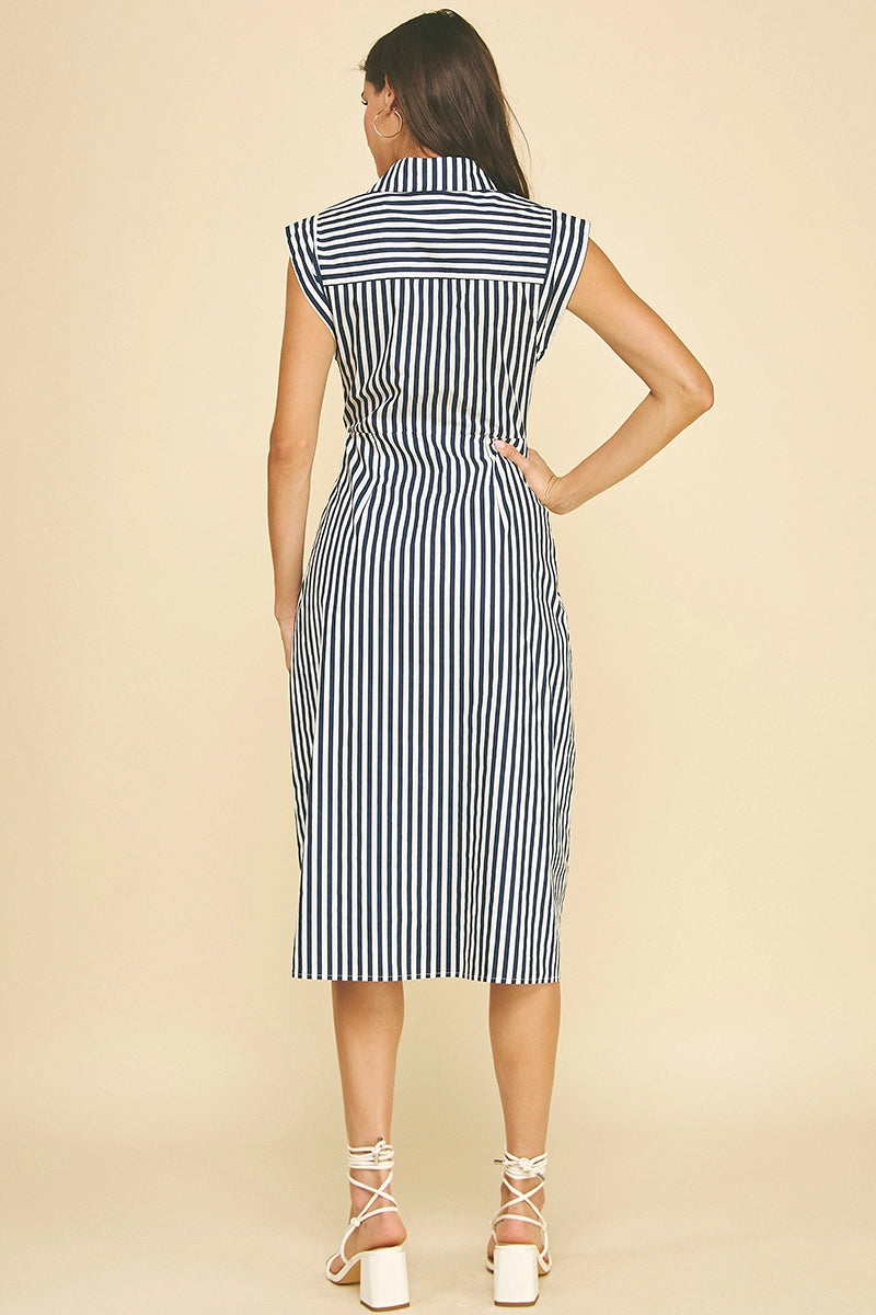 Striped Button Down Midi Dress