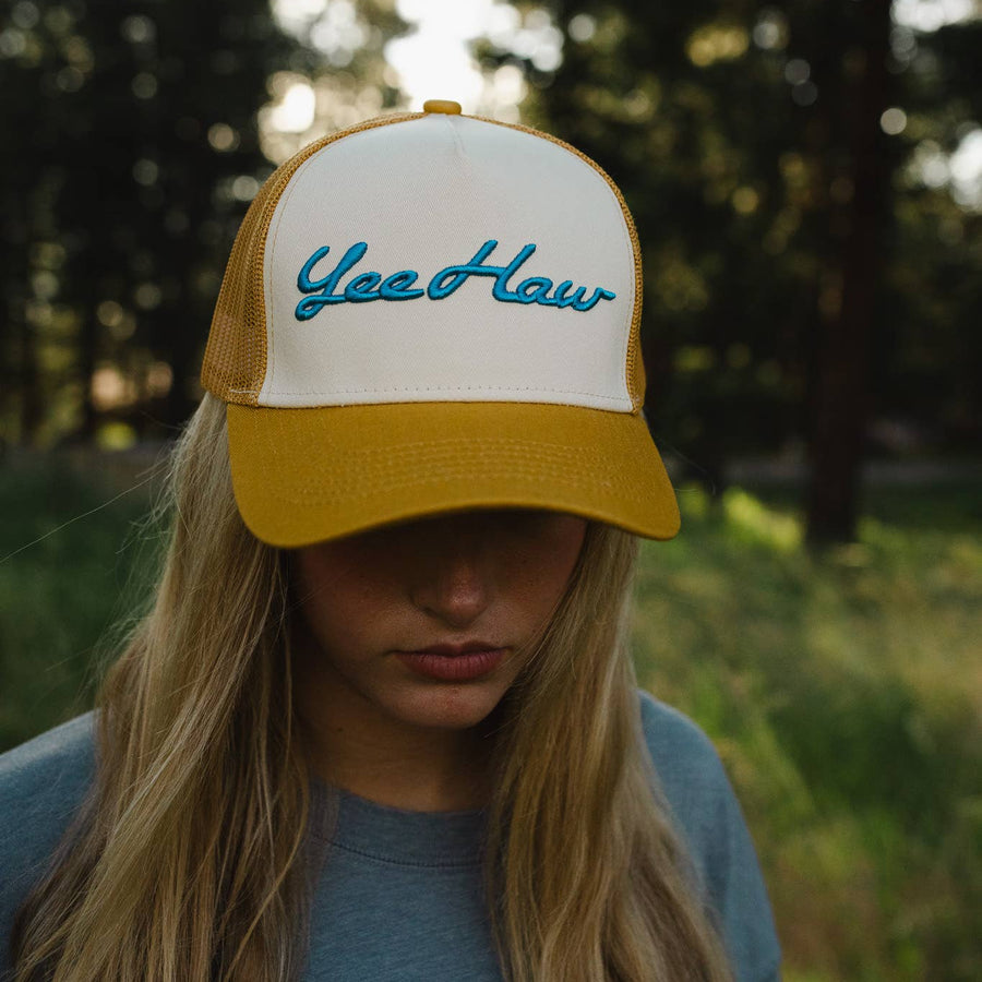 Montana Scene Yeehaw Embroidered Trucker Hat