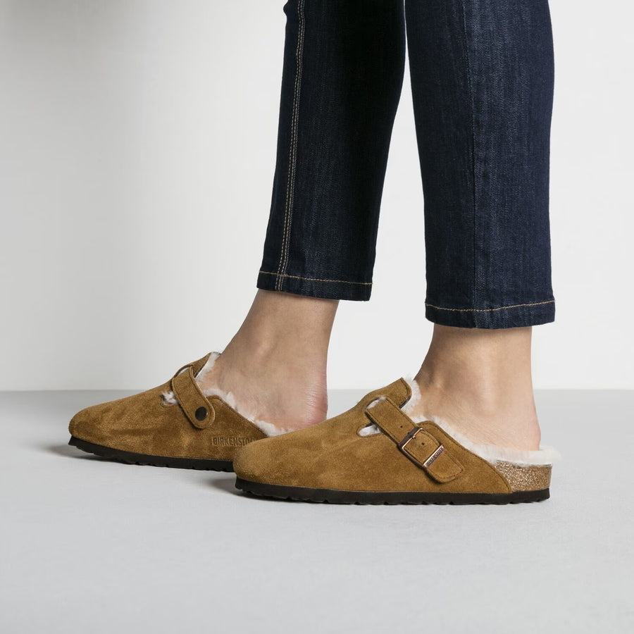 Birkenstock Boston Shearling Suede Leather Narrow