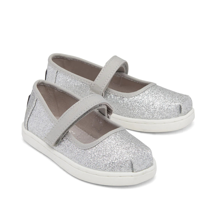 Toms Tiny Mary Jane Silver Toddler Shoe