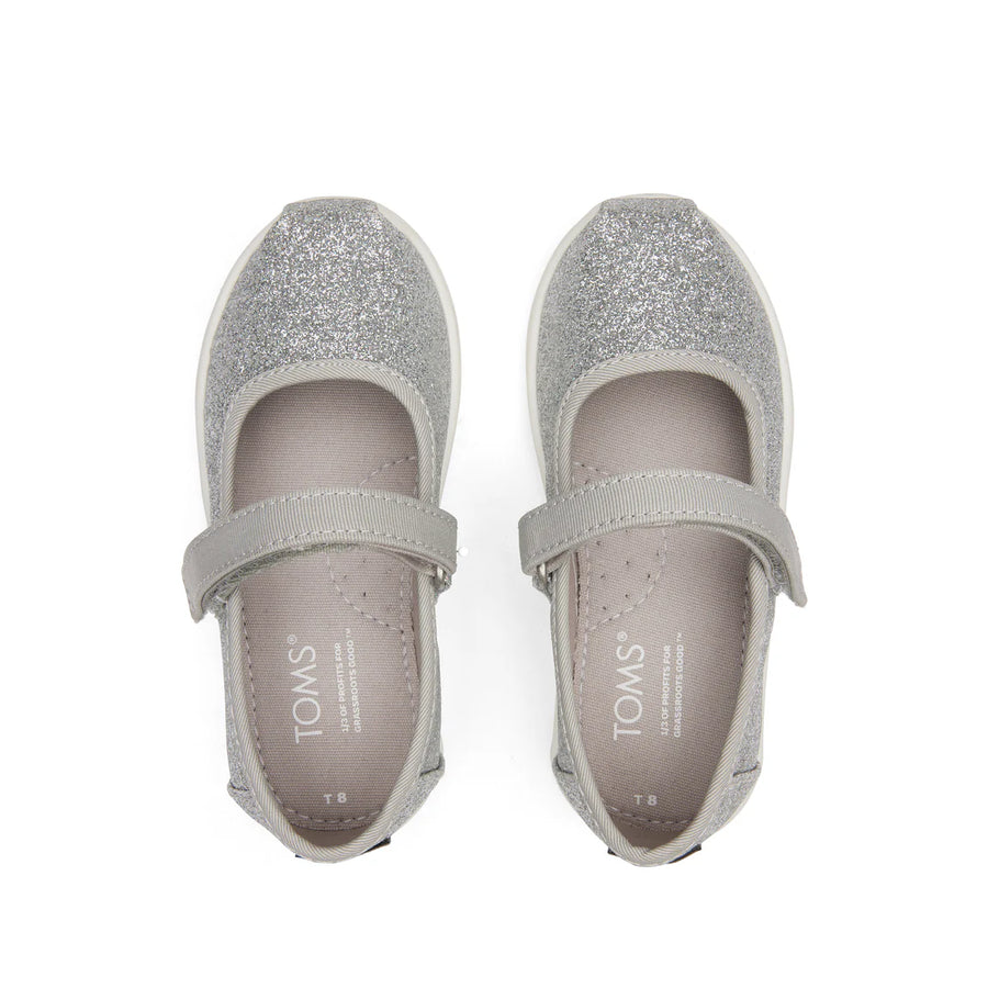 Toms Kids Tiny Mary Jane Silver Toddler Shoe