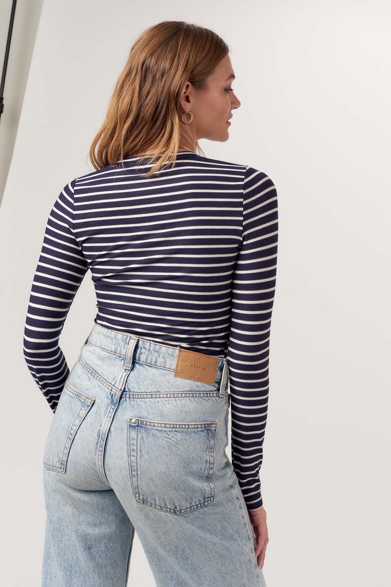 Over and Out Striped Crew Long Sleeve