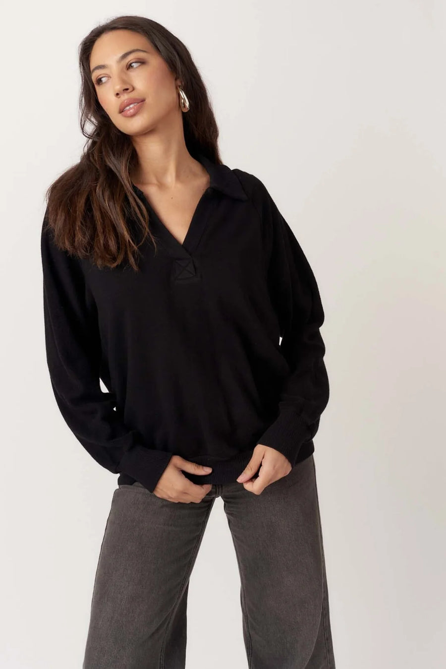 Project Social T Mari Mixed Fleece Collared Pullover