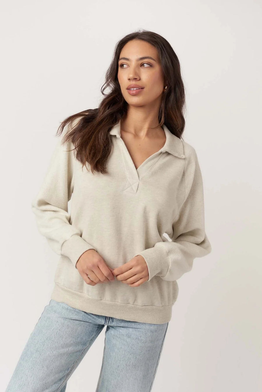 Project Social T Mari Mixed Fleece Collared Pullover