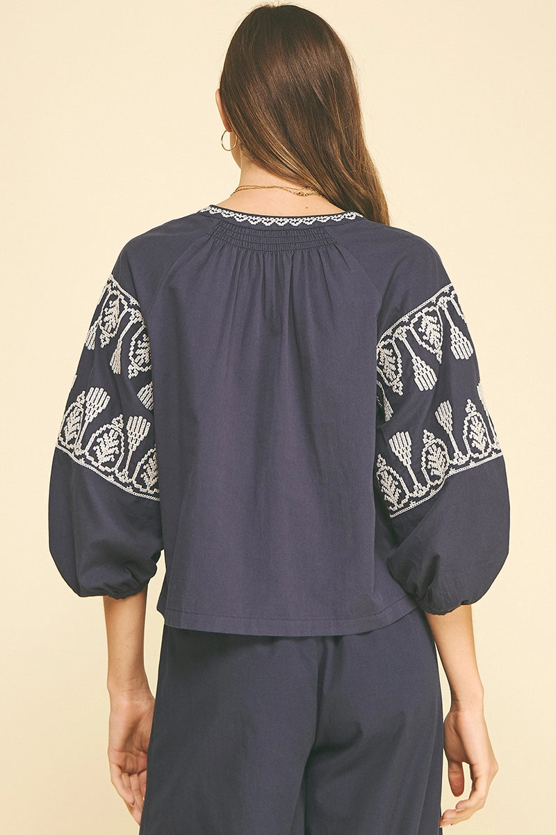 Embroidered Detail Blouse Top
