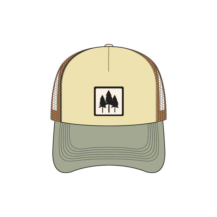 Three Tree Tri Tone Trucker- Butter/Sage