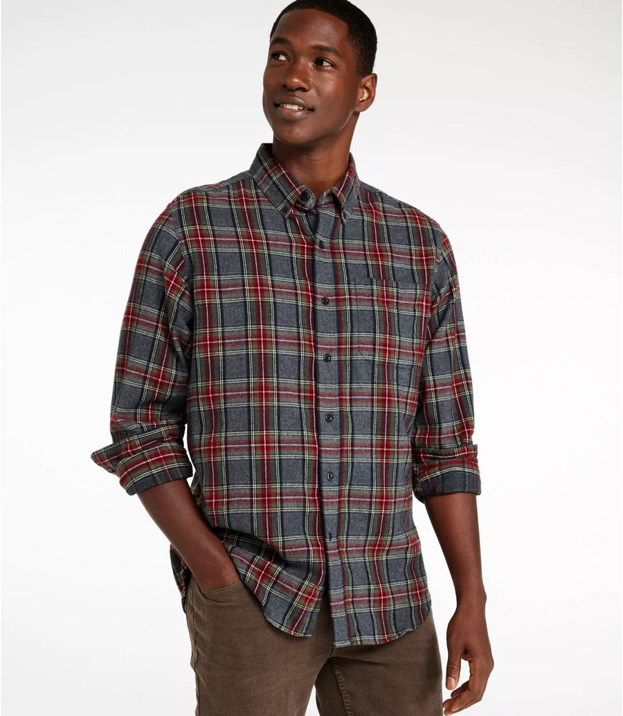 LLBean Men's Scotch Plaid Flannel Shirt Traditional Fit