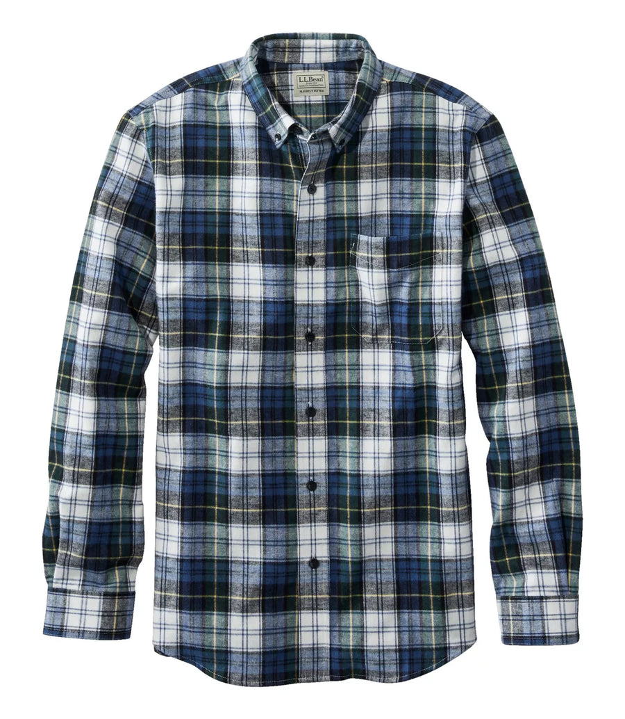LLBean Men's Scotch Plaid Flannel Shirt Slightly Fitted