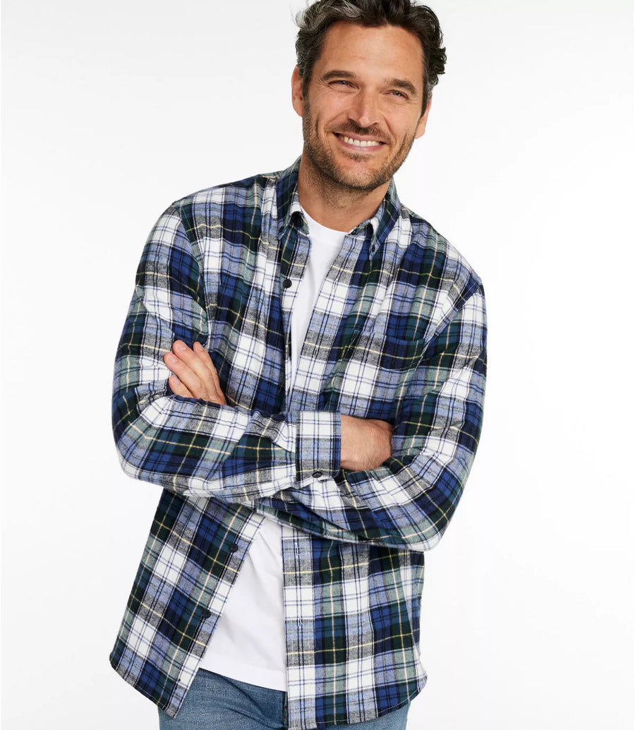 LLBean Men's Scotch Plaid Flannel Shirt Slightly Fitted