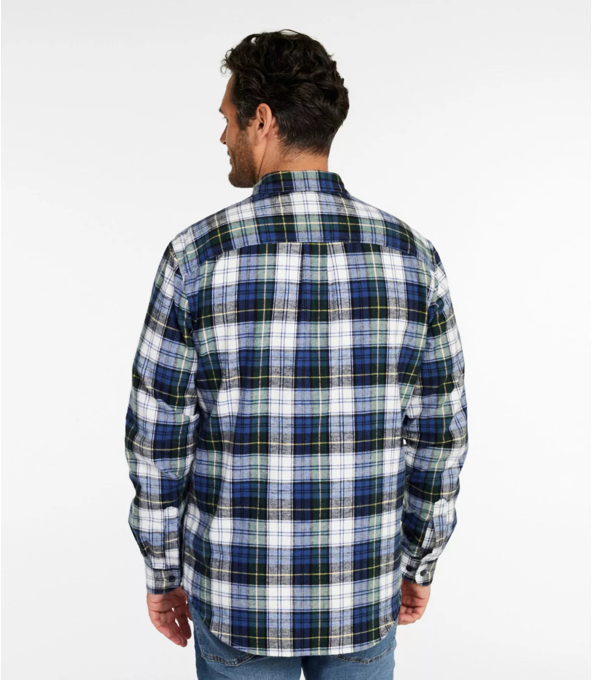 LLBean Men's Scotch Plaid Flannel Shirt Slightly Fitted