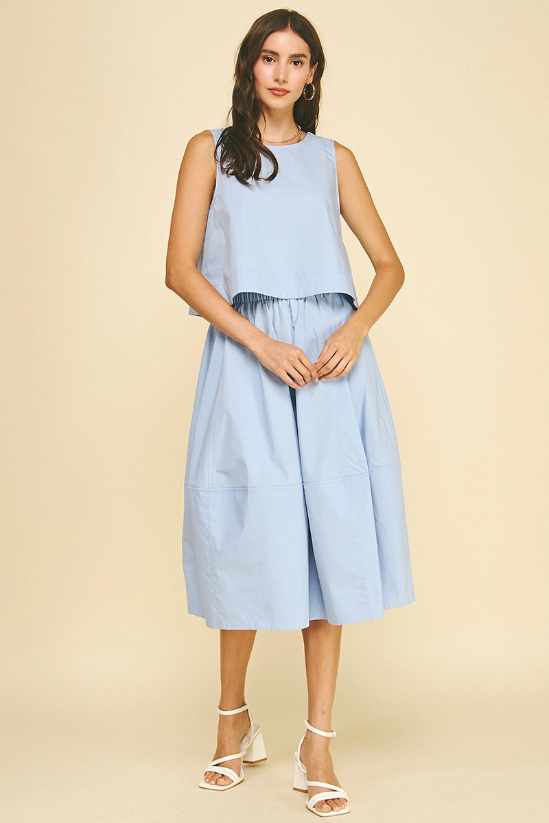 PINCH Pleated Poplin Midi Skirt
