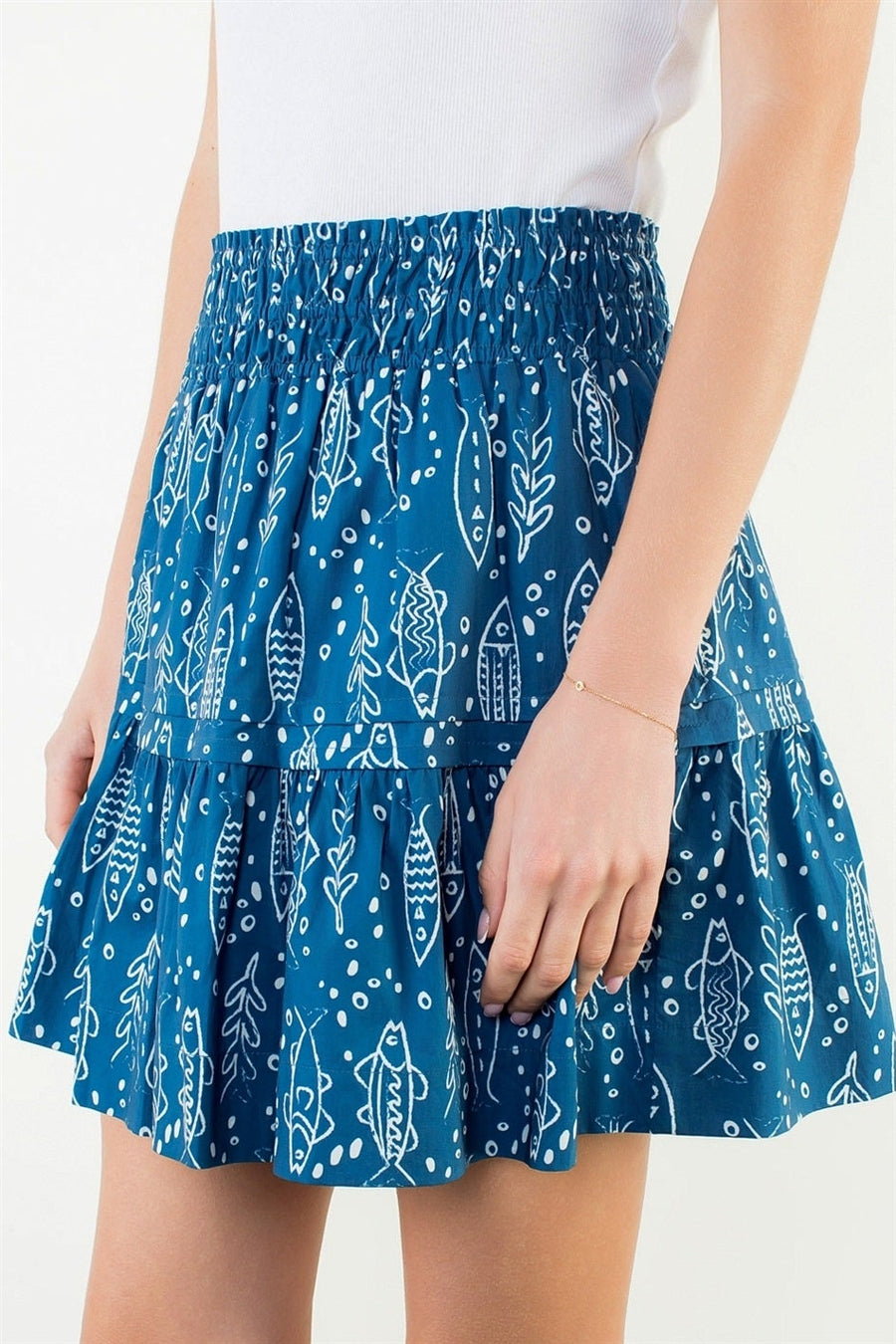 THML High Waisted Short Fish Print Skirt