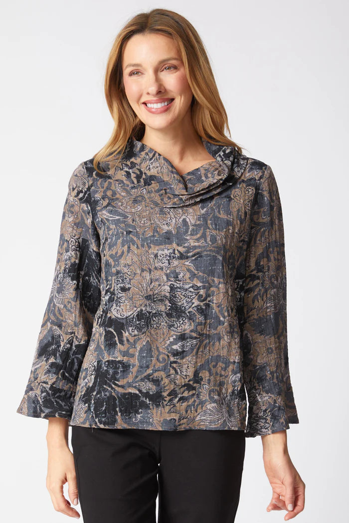 Express Travel Jacobian Floral Cowl Pullover