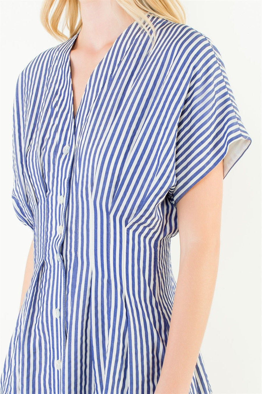 THML Short Sleeve Striped Button Down Dress