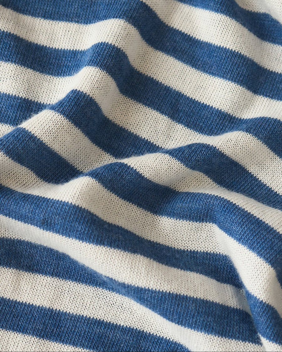 Close-up of blue and white striped fabric