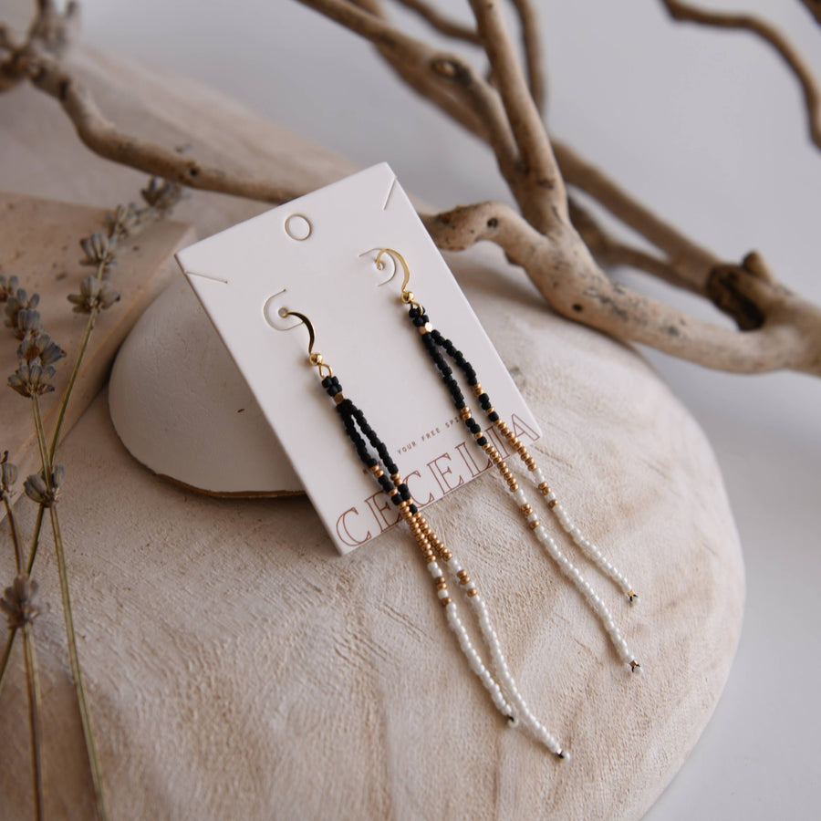 Cecelia Handcrafted Astra Earrings with Beaded Fringe Detail