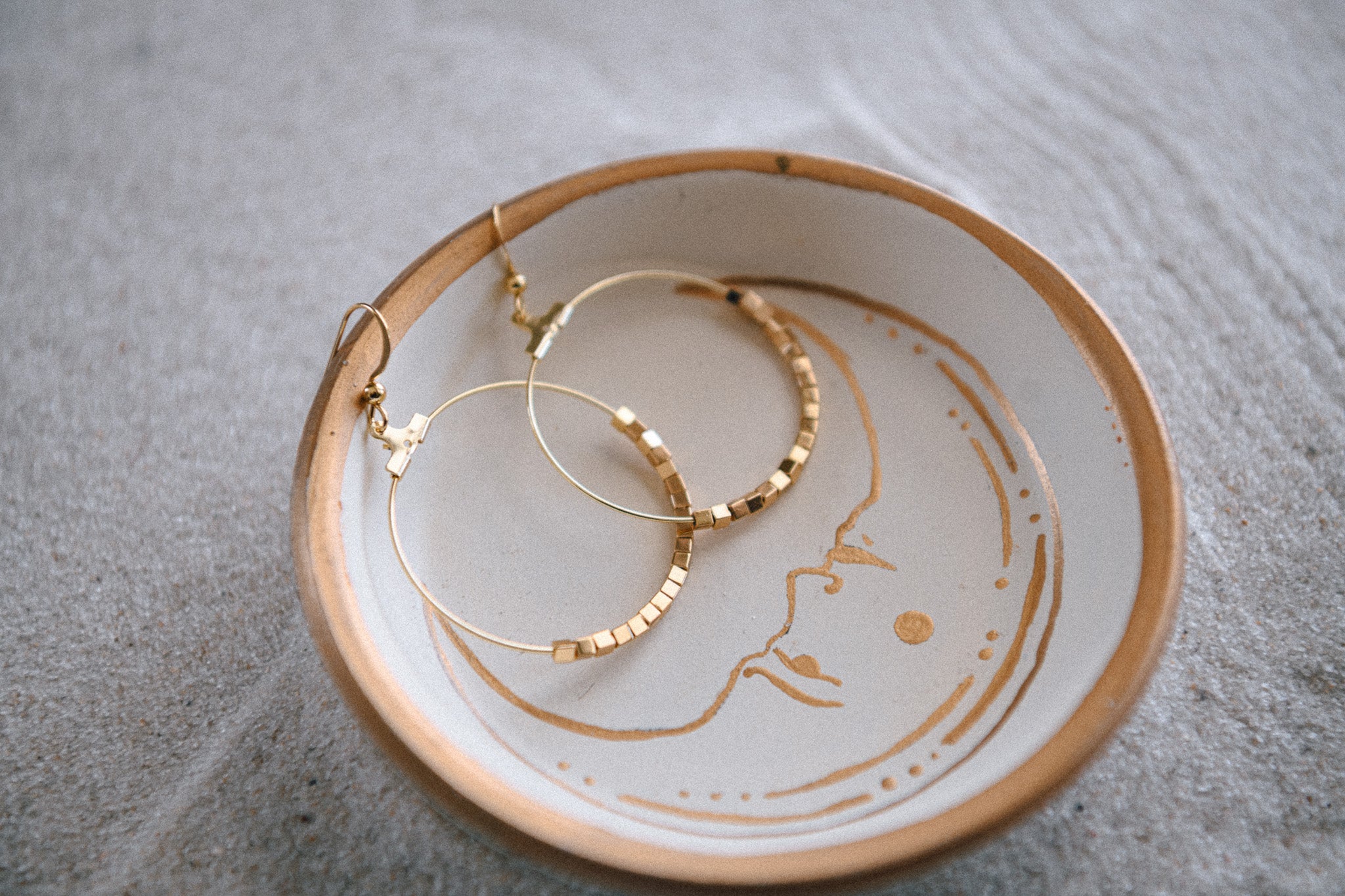 Hepburn Elegant Gold Beaded Hoop Earrings