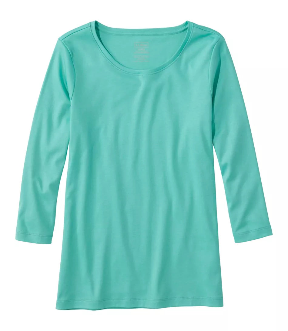 L.L.Bean Women's Pima Cotton Three-Quarter Sleeve Jewelneck Tee