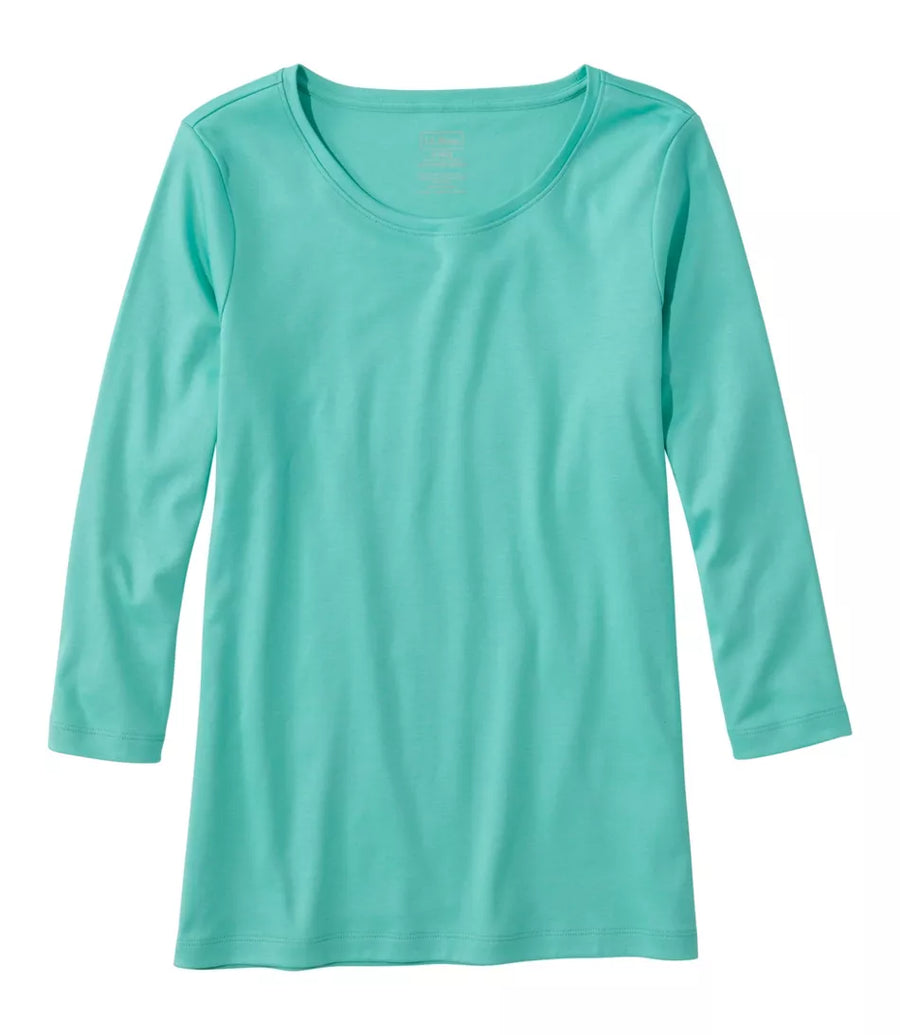 L.L.Bean Women's Pima Cotton Three-Quarter Sleeve Jewelneck Tee