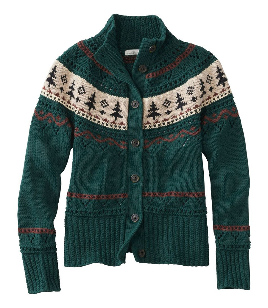 Women's Signature Cotton Fisherman Cardigan Fair Isle