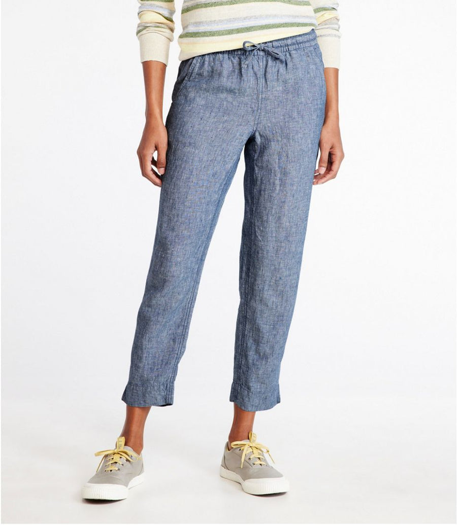 Women's Premium Linen Pull-On Ankle Pants
