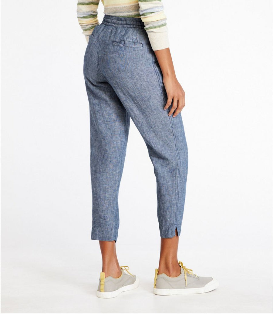 Women's Premium Linen Pull-On Ankle Pants