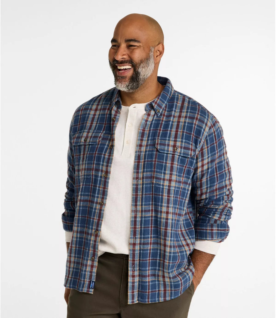 LLBean M's 1912 Field Plaid Flannel Shirt Slightly Fitted