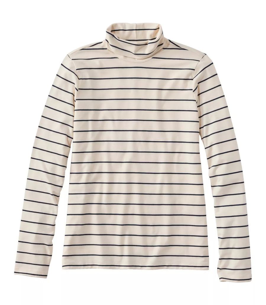LLBean Women's Soft Stretch Supima-Blend Striped Turtleneck