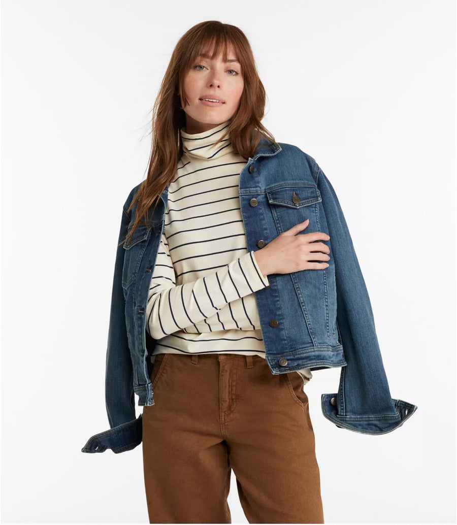 LLBean Women's Soft Stretch Supima-Blend Striped Turtleneck