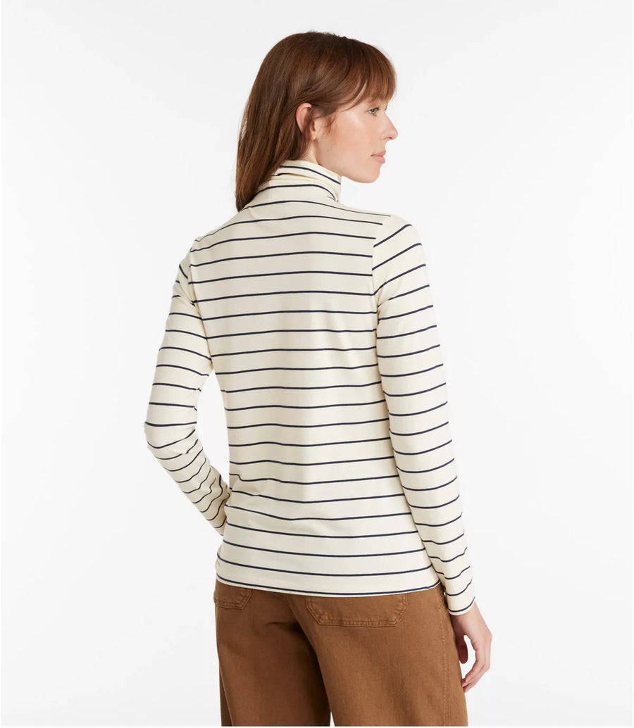 LLBean Women's Soft Stretch Supima-Blend Striped Turtleneck