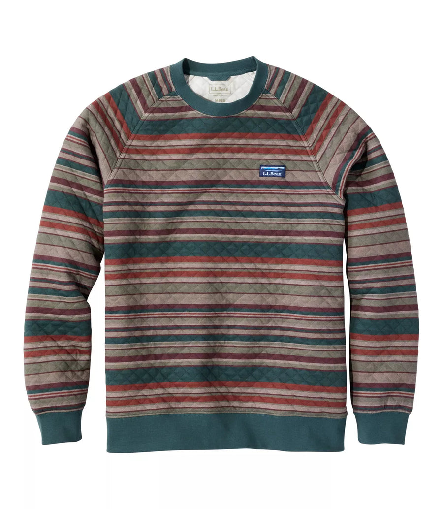 LLBean Men's Striped Quilted Crewneck