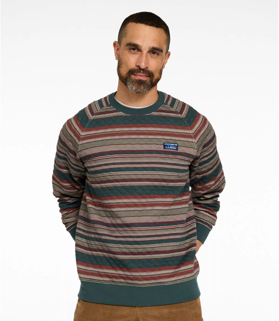 LLBean Men's Striped Quilted Crewneck