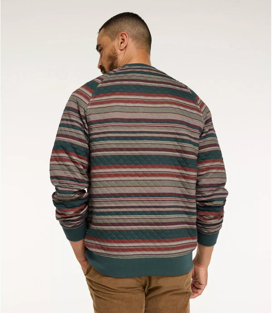 LLBean Men's Striped Quilted Crewneck