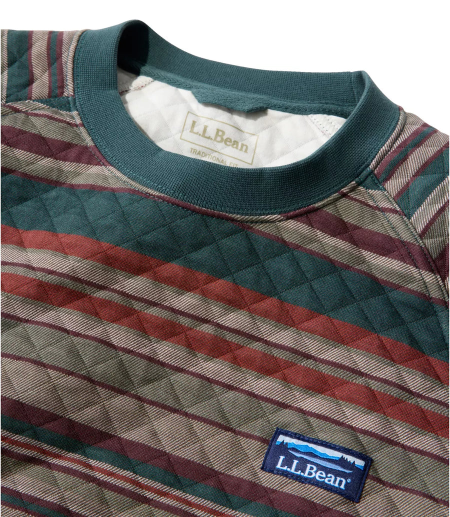 LLBean Men's Striped Quilted Crewneck