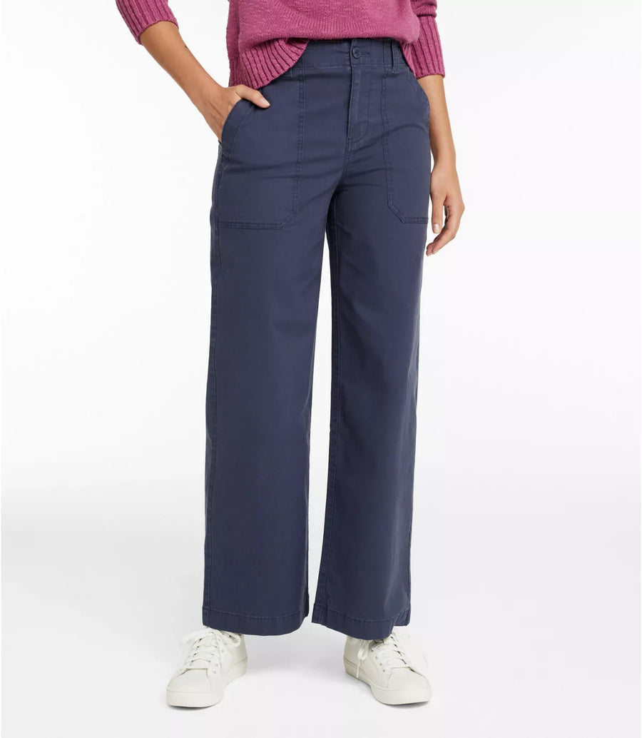 LLBean Women's 207 Vintage Cotton Canvas Pant High-Rise Wide Leg