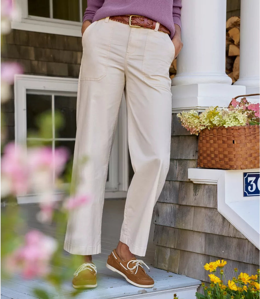 L.L.Bean Women's 207 Vintage Cotton Canvas High-Rise Wide-Leg Pants