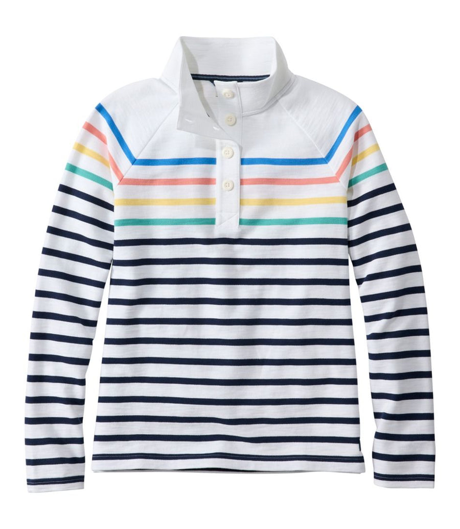 Women's Peaks Island Button Stripe Mockneck