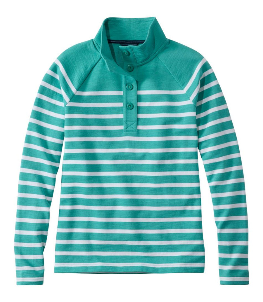 Women's Peaks Island Button Stripe Mockneck
