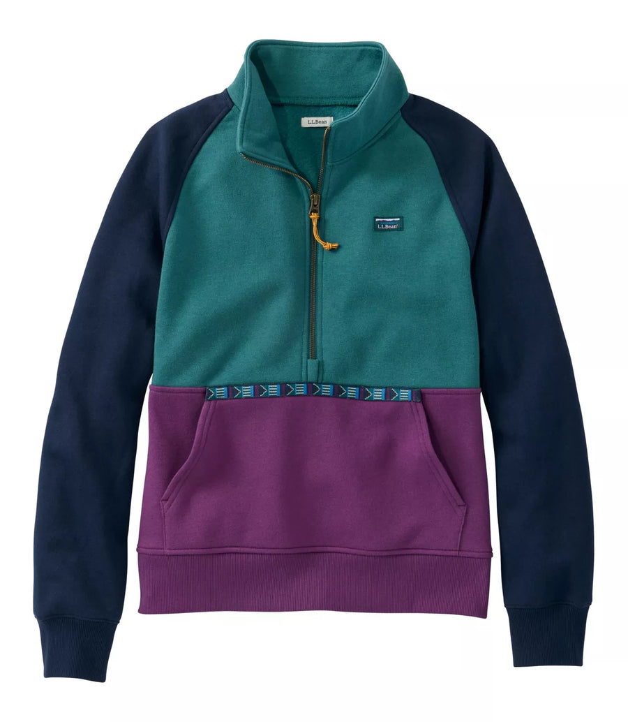 LLBean Women's Mountain Classic Color Block 1/2 Zip Sweatshirt